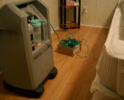Bedrom floor & oxygen machine with green snake